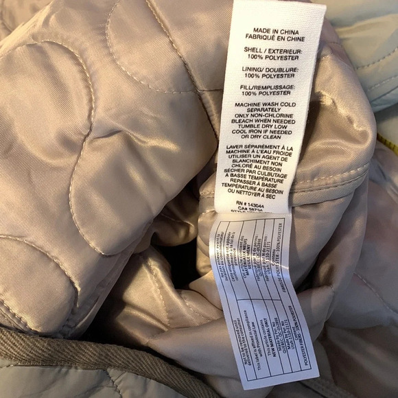 AVEC LES FILLES 1X short gray taupe putty quilted button down bomber Coat spring - Picture 10 of 11